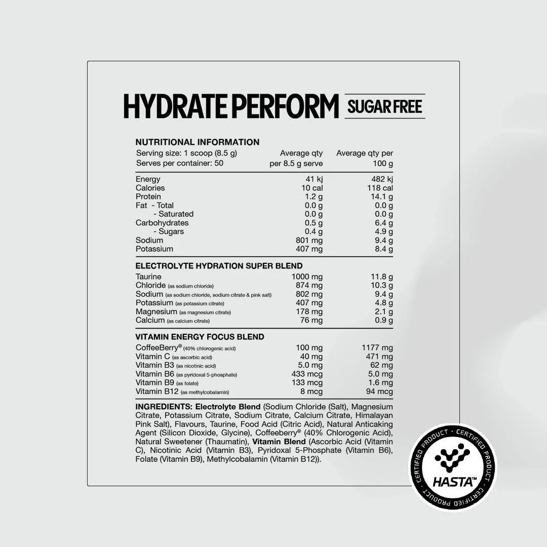 Hydrate Perform - Electrolyes Sugar Free - 20 Serve