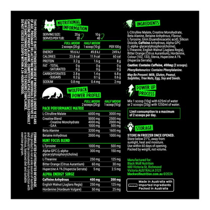 Black Wolf Nutrition - PRE 20 Servings