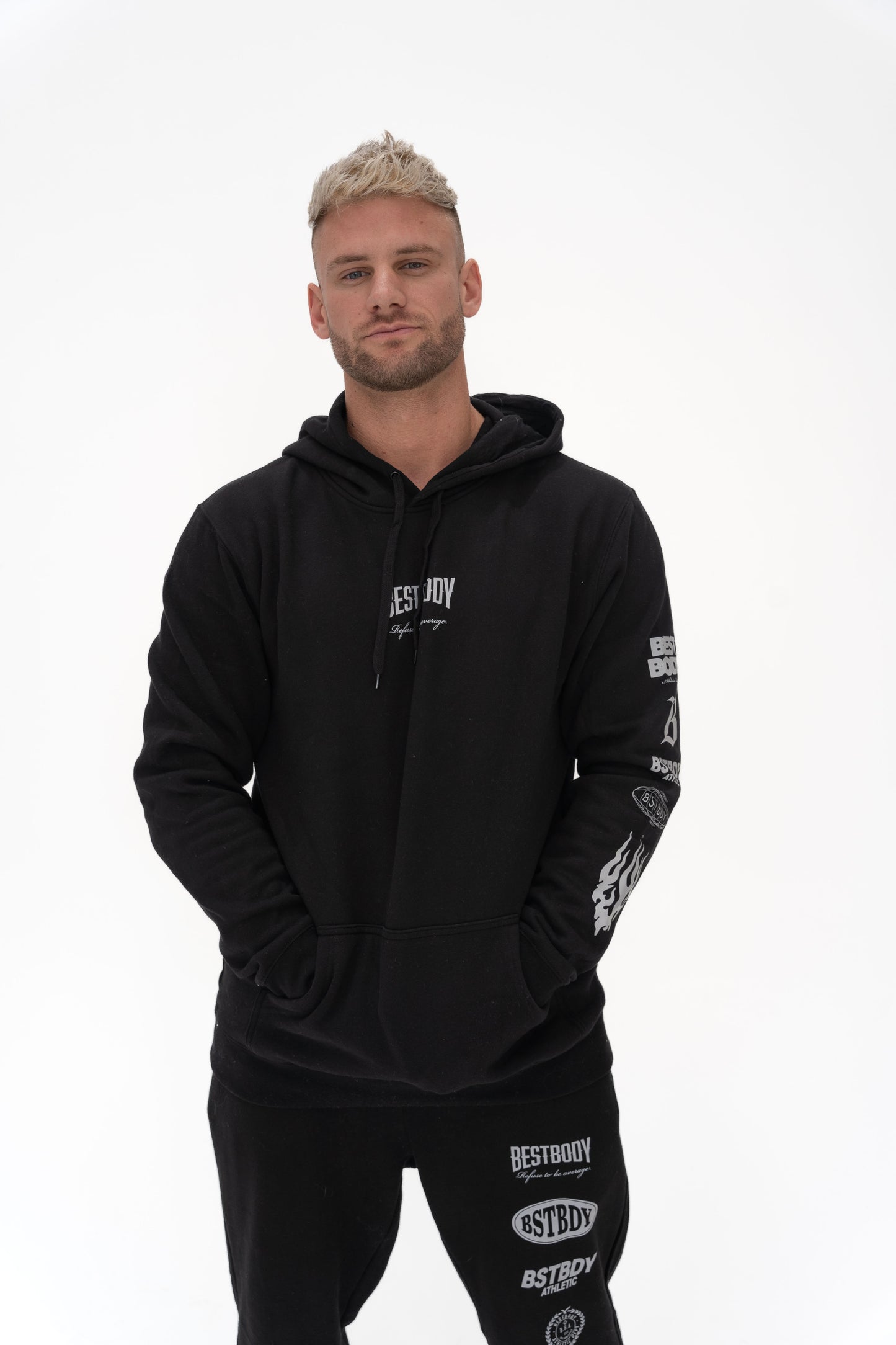 Premium Patch Logo Hoodie - Black