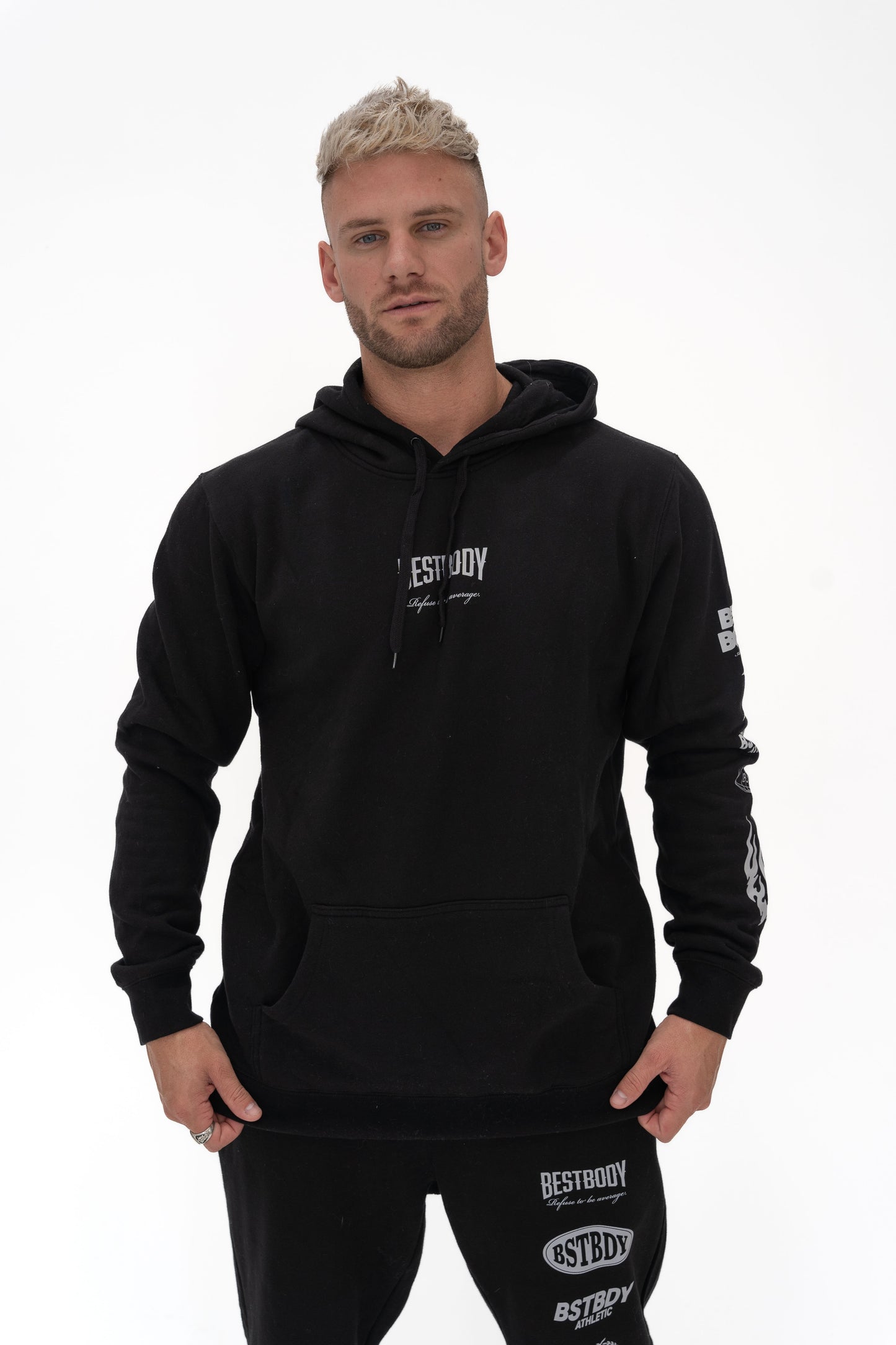 Premium Patch Logo Hoodie - Black