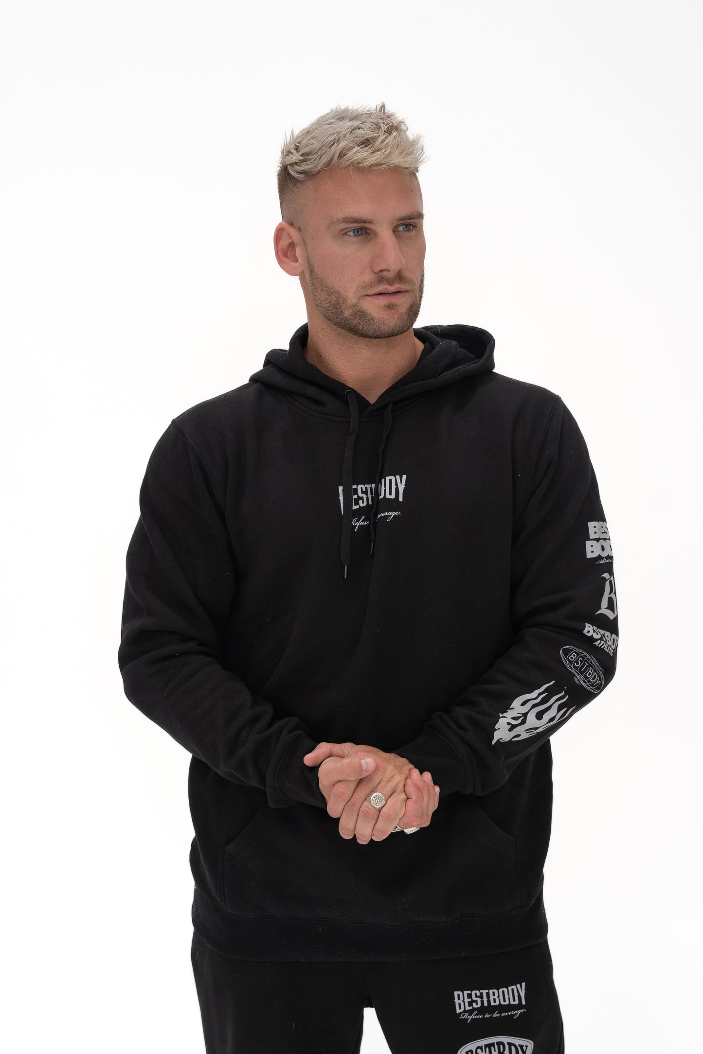 Premium Patch Logo Hoodie - Black