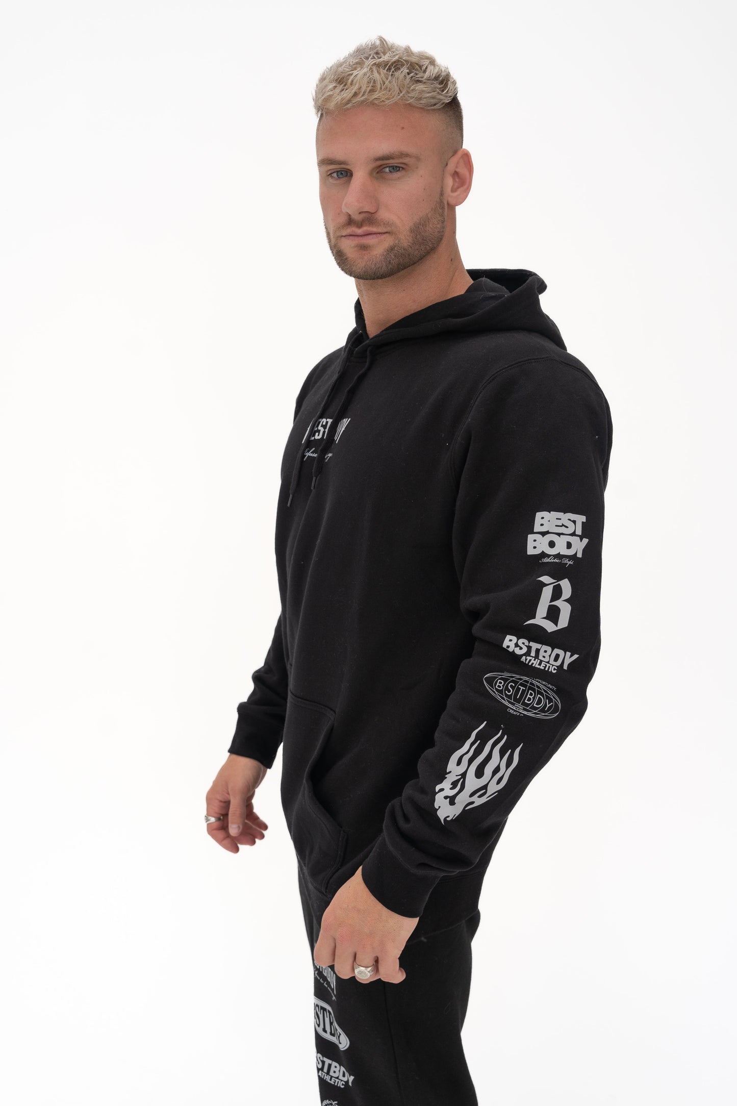 Premium Patch Logo Hoodie - Black